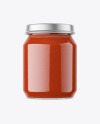 Clear Glass Jar with Tomato Sauce Mockup