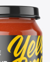 Clear Glass Jar with Tomato Sauce Mockup