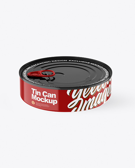 Glossy Tin Can With Pull Tab Mockup