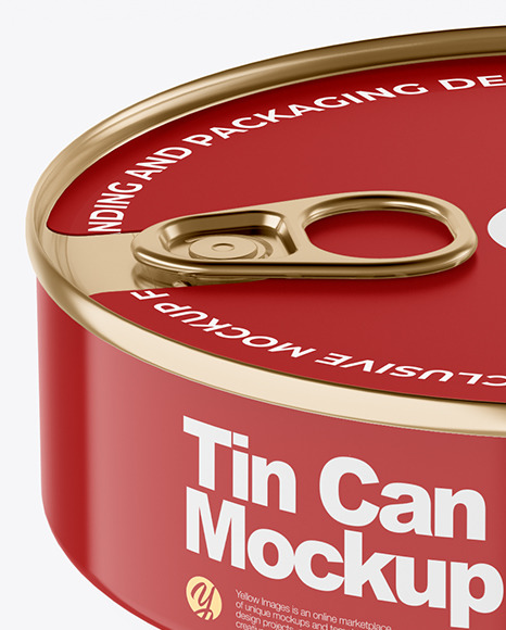 Glossy Tin Can With Pull Tab Mockup