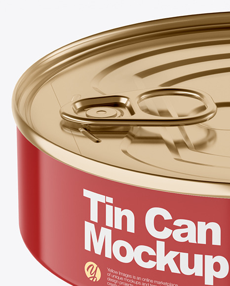 Glossy Tin Can With Pull Tab Mockup