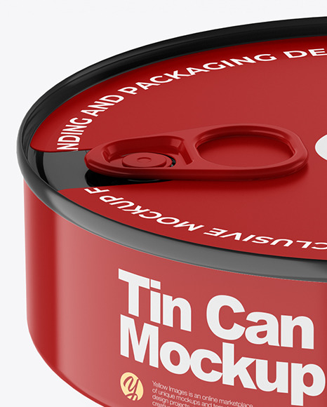 Glossy Tin Can With Pull Tab Mockup