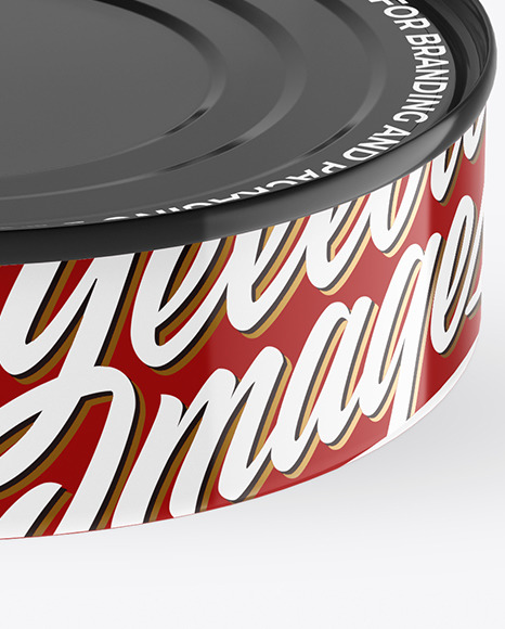 Glossy Tin Can With Pull Tab Mockup