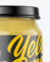 Clear Glass Jar with Mustard Sauce Mockup