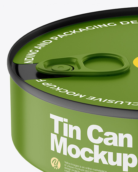 Matte Tin Can With Pull Tab Mockup