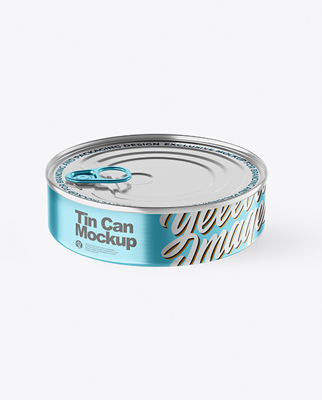 Metallic Tin Can With Pull Tab Mockup