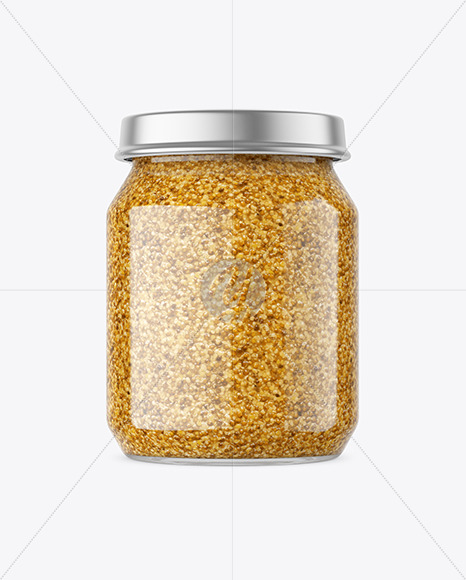 Clear Glass Jar with Mustard Sauce Mockup