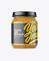 Clear Glass Jar with Mustard Sauce Mockup