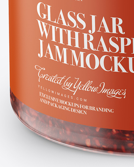 Glass Jar with Raspberry Jam Mockup - Front View (High Angle Shot)