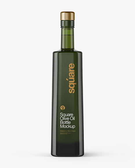 Green Glass Olive Oil Bottle Mockup