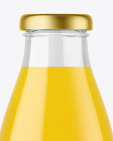 Clear Glass Bottle with Orange Juice Mockup