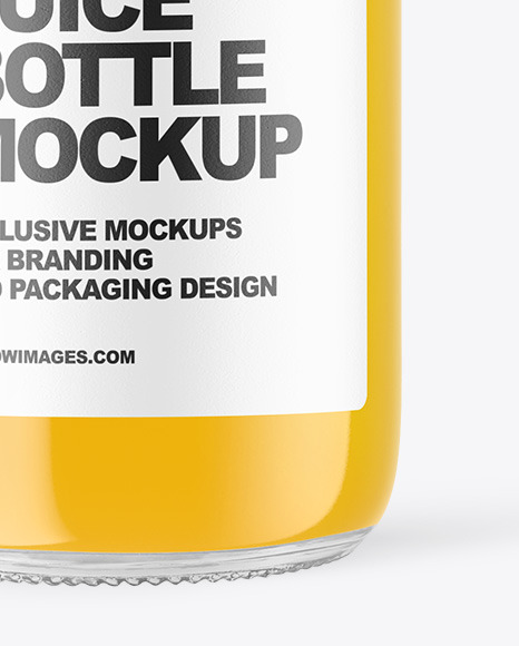 Clear Glass Bottle with Orange Juice Mockup