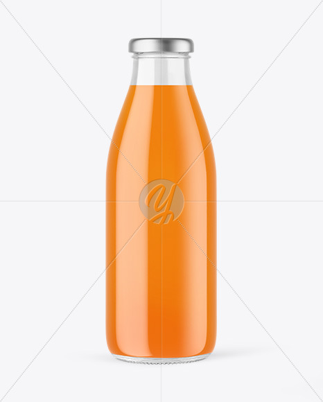 Clear Glass Bottle with Carrot Juice Mockup