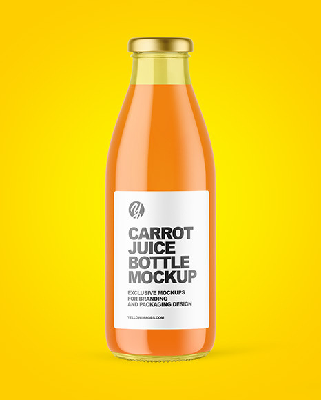 Clear Glass Bottle with Carrot Juice Mockup