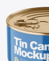 Glossy Tin Can With Pull Tab Mockup