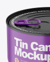 Matte Tin Can With Pull Tab Mockup