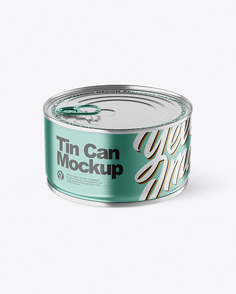 Metallic Tin Can With Pull Tab Mockup