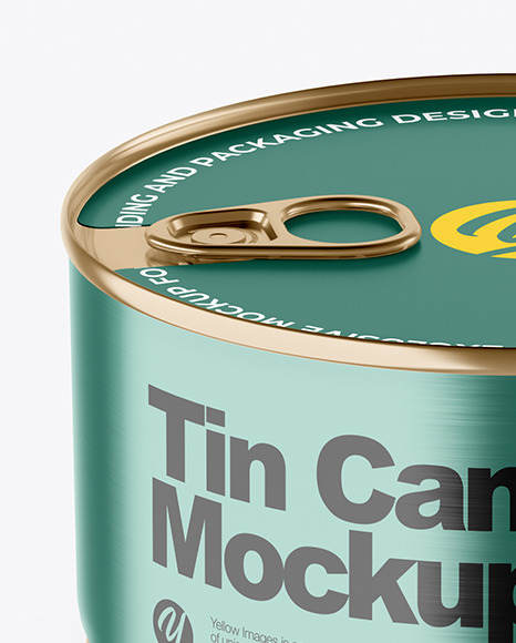 Metallic Tin Can With Pull Tab Mockup