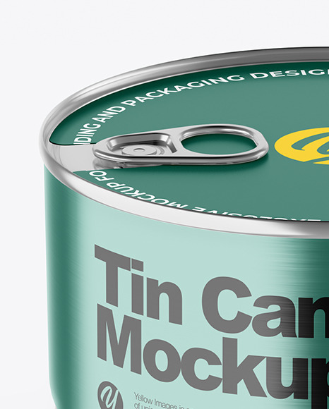 Metallic Tin Can With Pull Tab Mockup