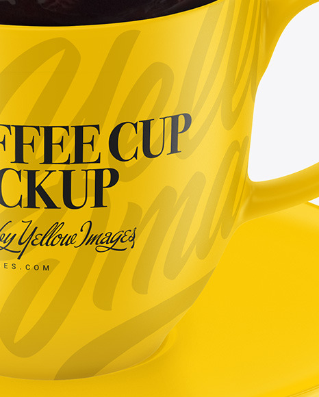 Matte Coffee Cup & Saucer w/ Splash Mockup