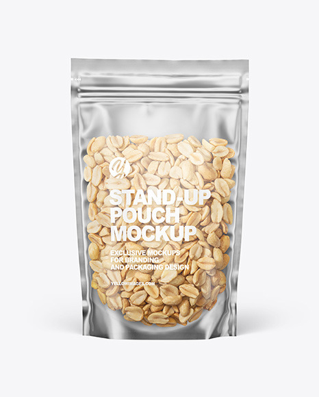 Frosted Plastic Pouch w/ Peanuts Mockup