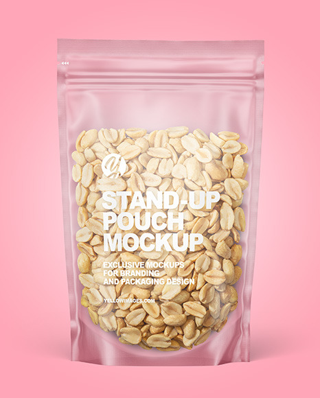 Frosted Plastic Pouch w/ Peanuts Mockup