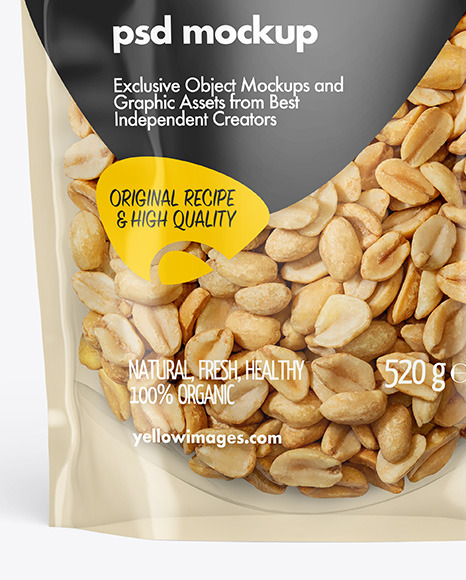 Clear Plastic Pouch w/ Peanuts Mockup