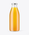 Clear Glass Bottle with Apple Juice Mockup