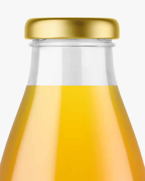 Clear Glass Bottle with Apple Juice Mockup