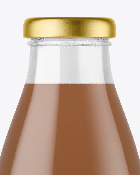 Clear Glass Bottle with Chocolate Milk Mockup