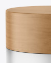 Frosted Glass Cosmetic Jar with Wood Cap Mockup