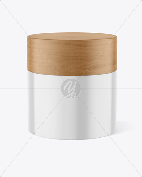 Gloss Cosmetic Jar with Wood Cap Mockup