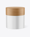 Gloss Cosmetic Jar with Wood Cap Mockup