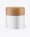 Matte Cosmetic Jar with Wood Cap Mockup