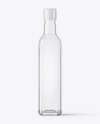 Empty Transparent Clear Glass Bottle Mockup - Front View