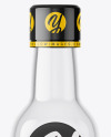 Empty Transparent Clear Glass Bottle Mockup - Front View