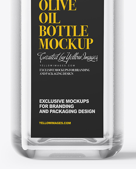 Empty Transparent Clear Glass Bottle Mockup - Front View