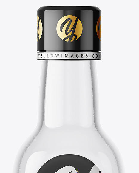 Empty Transparent Clear Glass Bottle Mockup - Front View