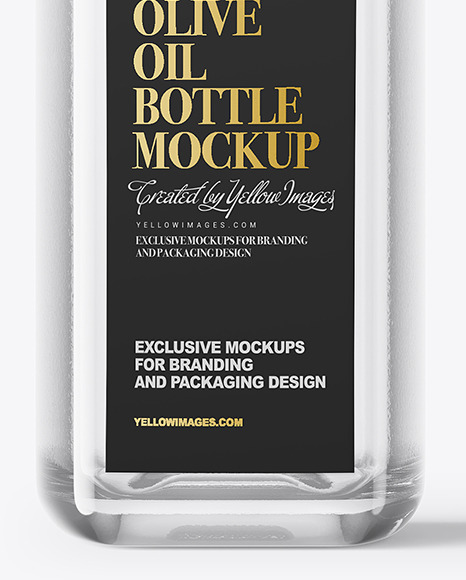 Empty Transparent Clear Glass Bottle Mockup - Front View