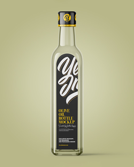 Empty Transparent Clear Glass Bottle Mockup - Front View