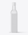 Empty Clear Glass Oil Bottle in Textile Sack Case Mockup