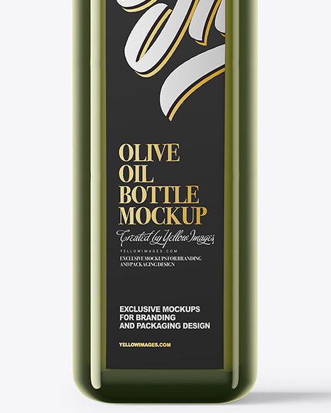 Green Glass Olive Oil Bottle Mockup