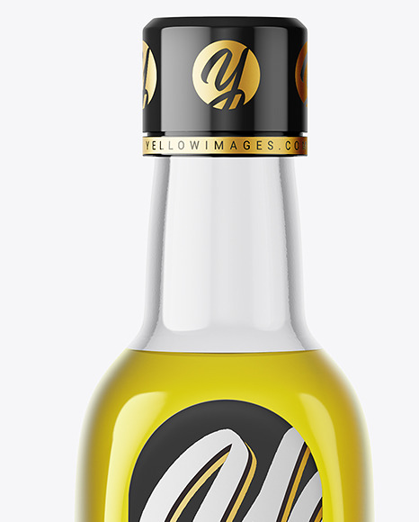 Clear Glass Bottle with Olive Oil Mockup