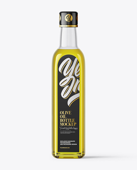 Clear Glass Bottle with Olive Oil Mockup