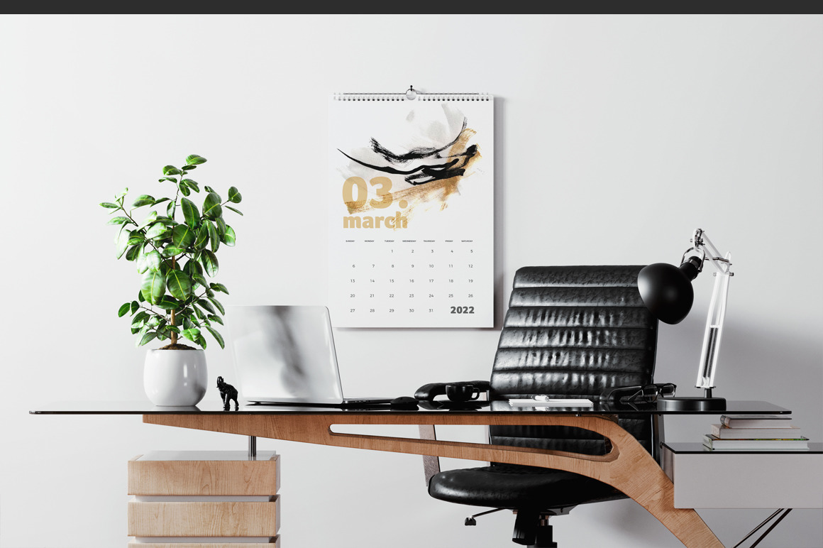 Spiral Binding Wall Calendar Mockup