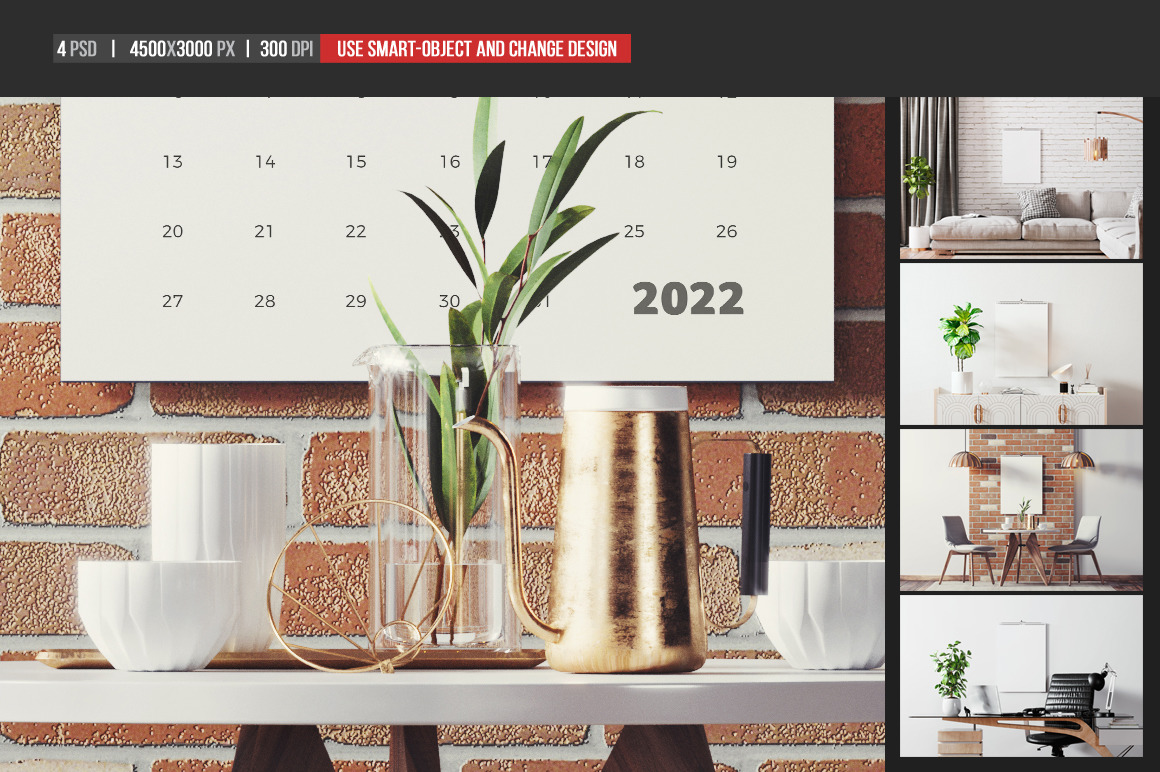 Spiral Binding Wall Calendar Mockup