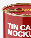 Glossy Tin Can With Pull Tab Mockup