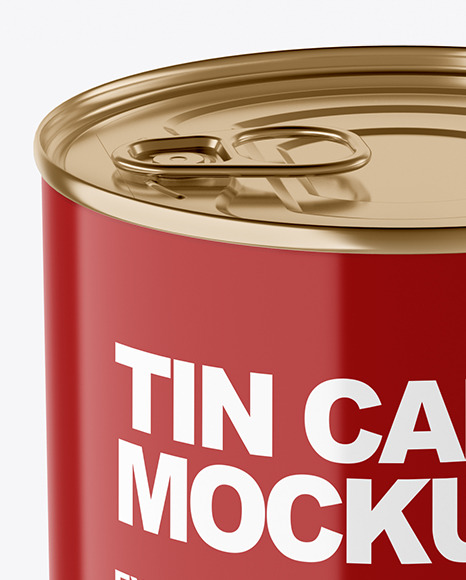 Glossy Tin Can With Pull Tab Mockup