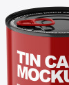 Glossy Tin Can With Pull Tab Mockup