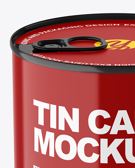Glossy Tin Can With Pull Tab Mockup
